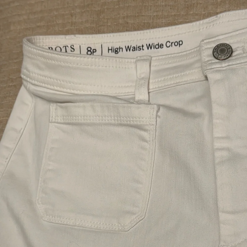 Talbots Women's White High Waist Wide Crop Pants‎